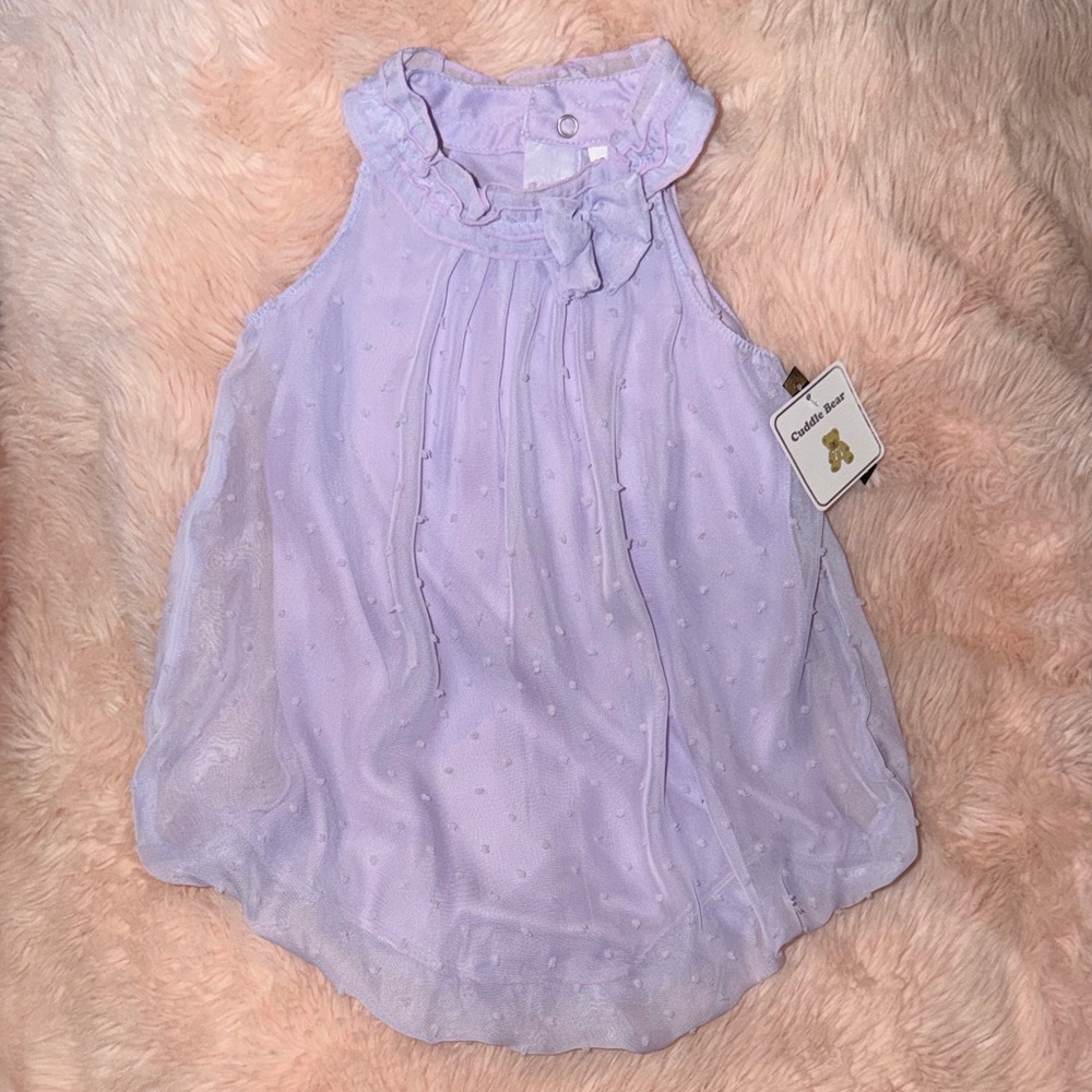 Lilac Swiss Dot Chiffon Baby Onesie 🧸